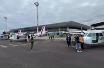 Interisland flight plane in the Galapagos Islands