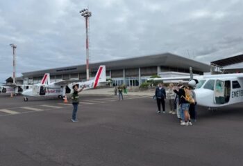 Interisland flight plane in the Galapagos Islands